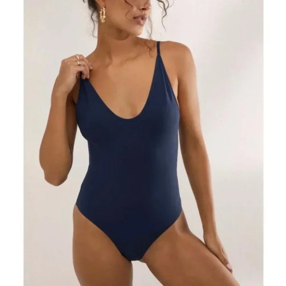 Free People Rosie Duo Bodysuit Navy Peony